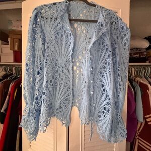 Light Blue Crochet Cardigan